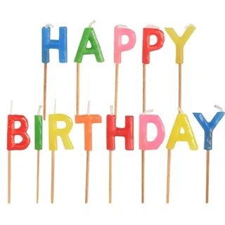 Papstar Buchstabenkerzen-Set 8 cm Happy Birthday