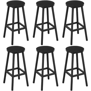 Klihome Barhocker 6er Set, Bar Hocker 64.5cm, Schwarz | Barstühle mit Metallgestell, Barstuhle rund, Küchenstühle mit Fußstütze, Tresenhocker für Bar Kücheninsel Esszimmer