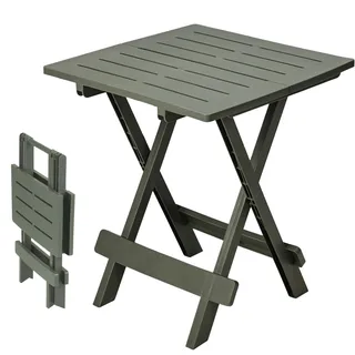 Spetebo Kunststoff Klapptisch Adige 45 x 43 cm - waldgrün - Garten Beistelltisch klappbar - Beistelltisch Campingtisch Teetisch Balkontisch Tisch dunkelgrün klein