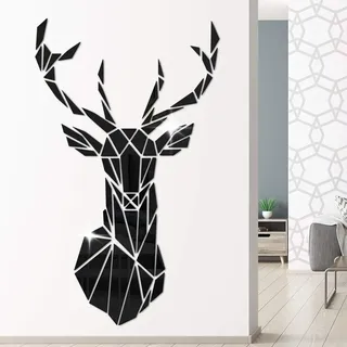 3D Spiegel Hirsch Wandtattoos Wandbilder Dreidimensionale Wandaufkleber Aufkleber DIY Deko Wandtattoo Wohnzimmer Schlafzimmer Tv Sofa Hintergrund Wandkunst Wandsticker