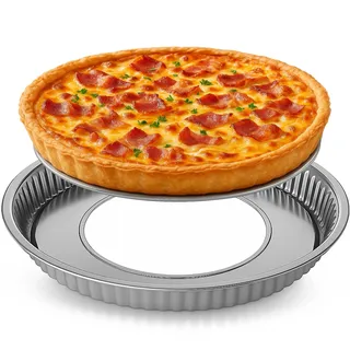 Edelstahl Backform für Quiche, Tarte und Tortenboden 28cm. Hebeboden, PFAS-frei