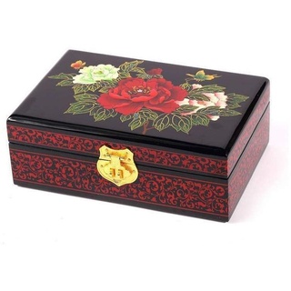lachineuse - Schmuckkästchen mit Blumen 3 Pfingstrosen – Aufbewahrungsbox aus lackiertem Holz – Schmuckkästchen & Geheimnisse Floral – chinesische Dekoration – Geschenkbox für Damen – asiatisches