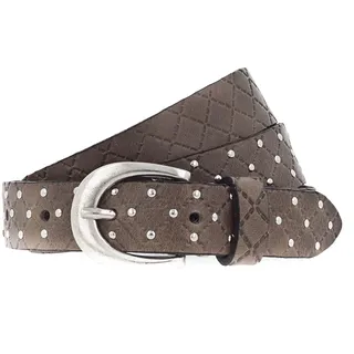 b.belt Gürtel Lilou Silver Leder-Nietengürtel W85 Grey Taupe