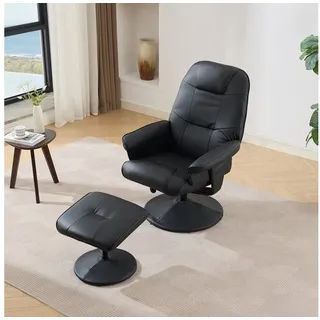 OKWISH Massagesessel Relaxsessel,Liegesessel,mit Fußhocker (Massagesessel mit 360° Drehfunktion, Sitzheizung & 5-Punkt-Massage, Relax-Sessel mit Hocker aus Kunstleder-Leder., Relaxsessel mit Hocker), mit Relaxfunktion 75 cm x 107 cm x 79 cm