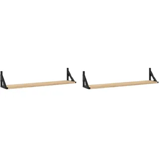 Tmriohed 2er Set Wandregale Sonoma-Eiche 80 x 15 x 15,5 cm Schweberegal Wandboard aus Holzwerkstoff und Metall Modernes Hängeregal für Wohnzimmer Schlafzimmer und Flur Dekoregal Set