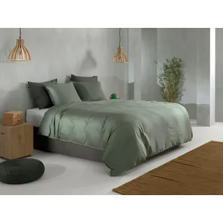 Zo Home Satinado unifarben Baumwolle Grün 135 x 200 cm + 80 x 80 cm