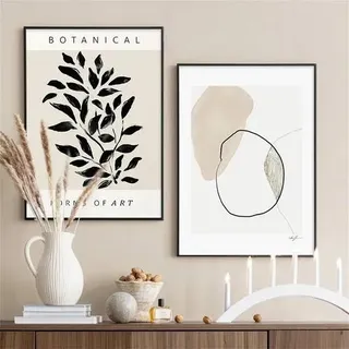 Poster Wohnzimmer 2er Abstrakt Geometrisch Pflanzen Boho 50 x 70 cm