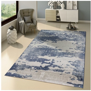 Teppich Modern Ausgefallen Vintage Orient Muster Jeans Blue Trend Blau Grau, TT Home, rechteckig, Höhe: 15 mm blau rechteckig - 160 cm x 230 cm x 15 mm
