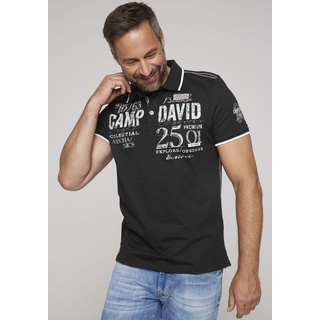 Poloshirt CAMP DAVID Gr. XL, schwarz (black) Herren Shirts Kurzarm mit Logo Print, Stickereien und Patches