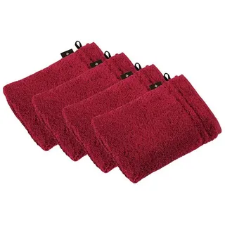 Vossen Waschhandschuh 4er Pack Waschhandschuh 22 x 16 cm Vienna Style Su, Frottier (Spar-Set, 4-St) rot