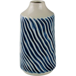 AM Design Dekovase Welle, blau-weiß, Tischvase aus Keramik (1 St), Keramikvase, Dekoobjekt, Blumenvase blau|weiß