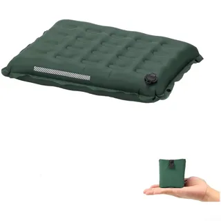 Zoegneer Ultraleichtes aufblasbares Camping-Sitzkissen, 7 cm dick, tragbar, Outdoor-Kissen, leicht, 105 g, hohe Tragfähigkeit, 150 kg, schnelles Aufblasen, reflektierender Sicherheitsstreifen, bequem