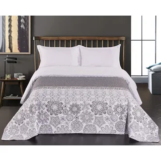 DecoKing 77207 Tagesdecke 220 x 240 cm Grau/Silber/Weiß