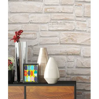 Newroom Papiertapete Weiß Tapete Ziegelstein Mauer,Stein, Steintapete Braun Beige Ziegelstein Backstein Mauerwerk Klinker Tapete Steinoptik Wohnzimmer Schlafzimmer Flur, Backstein braun|weiß