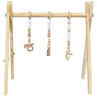 lifezeal Spieltrapez, Spielbogen Baby Holz, Babyspielgerät mit 3 Spielzeugen, Holzspielzeug baby, Baby Turnhalle klappbar, Spieltrapez für Babys ab 3 Monate, Babyzimmer Kinderzimmer (Grün)