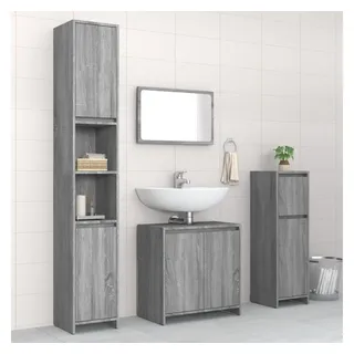 vidaXL Badmöbel-Set Grau 4-tlg. Sonoma Holzwerkstoff
