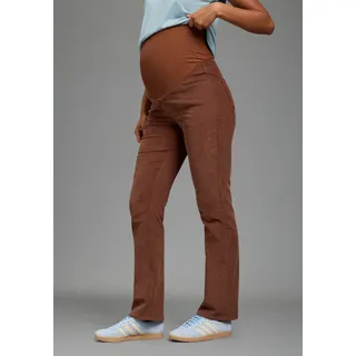 Umstandshose NEUN MONATE "Umstands-Cordhose", Damen, Gr. 38, N-Gr, braun, Cord, Obermaterial: 98% Baumwolle, 2% Elasthan, unifarben, lang, Hosen, gerades Bein, extrabreites Bündchen, elastisches Material