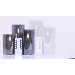 Idena LED-Kerze Idena 50062 - LED Kerzen mit Timerfunktion, Batterie, Dimmer, 2 Lichte grau