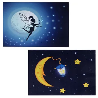 Hegele - 2er-set Led-bild Leinwandbild Leuchtbild Wandbild 40x60cm, Timer Kids + 20 Bildpunkte