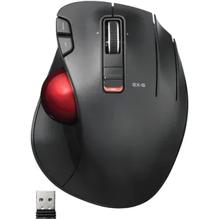 ELECOM EX-G Trackball Mouse, Thumb, 2.4GHz Wireless | 6 Programmable Buttons, 34mm Ball, Tilt Wheel, Ergonomic Design, 750-1500 DPI, Windows 11 & macOS (M-XT3DRBK-G)