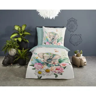 Muller Textil Eli Elefant Grün 135 x 200 cm + 2 x 80 x 80 cm