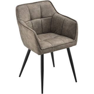 [en.casa] Sessel Birmingham 79x56x54 cm mit Rücken- und Armlehnen Wildlederimitat Taupe