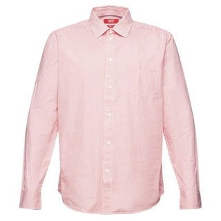 Esprit Langarmhemd Gestreiftes Hemd aus Baumwoll-Popeline rot