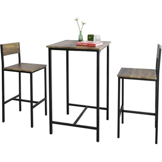 SoBuy 3-teiliger Bartisch mit Stühlen Bar Set Esstisch Stehtisch Bistrotisch mit 2 Barhockern Sitzgarnitur