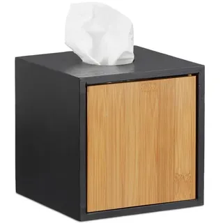 Relaxdays 2 x Kosmetiktücherbox schwarz Hellbraun,Schwarz