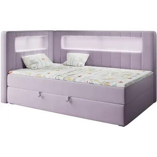 MKS Boxspringbett, Violett, Textil, 1-Sitzer, Rechteckig, 90x200 cm, Kinderzimmer & Jugendzimmer, Jugendmöbel, Jugendbetten