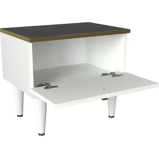 Wellhome Nachtschrank Wellhome 50 x 47,2 x 34,8 cm Weiß/Schwarz