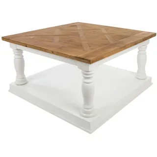 Couchtisch COLONIAL - weiß - teilmassiv - 80 cm