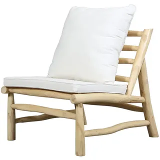 Casa Moro Gartenlounge-Sessel Lounge Holz Sessel Teakholz Gartenstuhl Loungesessel Garten, Aus naturbelassenen massiven Teakholz-Ästen, für Outdoor & Indoor beige
