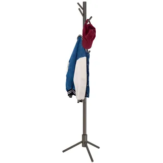 ZRI Bamboo Garderobenständer Kleiderständer Jackenständer Holz Freistehend mit 8 Haken 50x50x176cm (Schwarz)