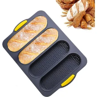 LIANNA Brotbackform Brotbackform Baguette-Backform, Antihaft-Silikon, hitzebeständig, (Set 1-tlg) grau