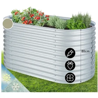 blumfeldt Blumentopf High Grow, Hochbeet Metall Balkon Pflanzkasten Pflanzkübel Blumenkasten silberfarben 160 cm x 80 cm x 80 cm