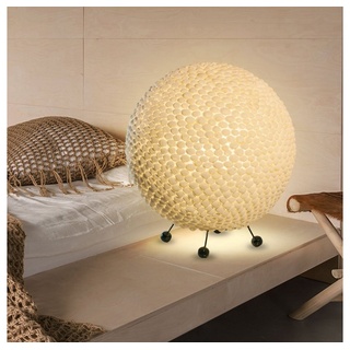 etc-shop LED Tischleuchte, Leuchtmittel inklusive, Warmweiß, Muschel Tisch Lampe Wohn Schlaf Zimmer Beleuchtung Kugel Design weiß