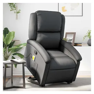 vidaXL Massagesessel mit Aufstehhilfe Leder 86,5 x 99,5 x 0 cm Schwarz