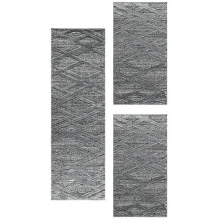 Carpettex Hochflor-Bettumrandung Boho-Design, Höhe 20 mm, (Bett-Set, 3-tlg., Bettvorlage), Schlafzimmer Teppich Bettumrandung Läufer Set 3 teilig grau 2 St. x 80 cm x 150 cm | 1 St. x 80 cm x 250 cm