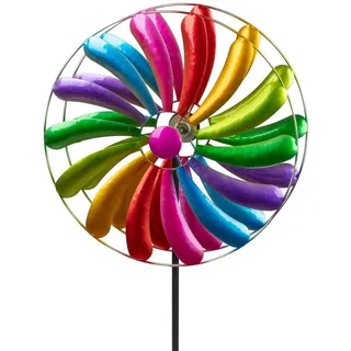 formano Gartenfigur Windrad Blume Garten Metall bunt kugelgelagert Windspiel Ø 35cm bunt