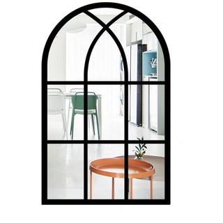 CULASIGN Wandspiegel mit Fensteroptik, 27x42cm, Vintage Bogen Spiegel Fensterspiegel Dekospiegel Dekorativer Hängespiegel für Flur, Schlafzimmer, Wohnzimmer (Schwarz,MZ421)