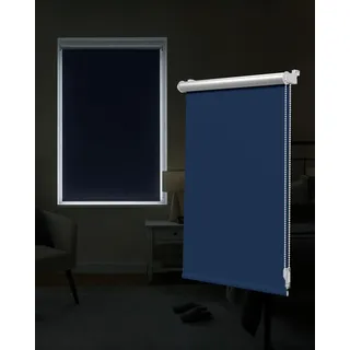 Victoria M. Tenebra Thermorollo Klemmfix Rollo, Verdunkelungsrollo, Hitzeschutz, Sichtschutz, Ohne Bohren, inkl. Montagematerial, 130 x 160 cm, Dunkelblau