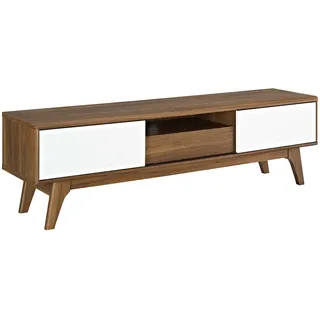 Modway- Envision Mid-Century Modern niedrig 59 Zoll TV Board, Walnuss Weiß, 34 x 149 x 43 cm