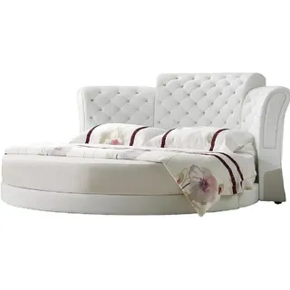 Xlmoebel Rundbett Luxuriöses Lederbett mit rundem Design und weichem Kopfteil (Rundbett, Rundbett), Hergestellt in Europa weiß