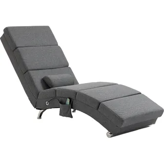 HOMCOM Relaxliege mit Massagefunktion elektrischer Loungesessel Massagesessel mit hoher Rückenlehne, Fernbedienung, Klappbar Fernsehsessel mit 5 Modi, Kissen, Dunkelgrau   Aosom