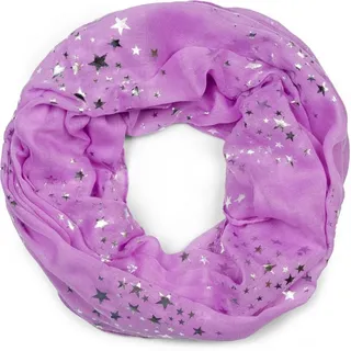 styleBREAKER Loop Loop Schal mit Metallic Sterne Print, (1-St) lila