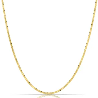 Tony Fein Kette ohne Anhänger Panzerkette 2mm 585er Vergoldet, Made in Italy für Damen und Herren 70 cm
