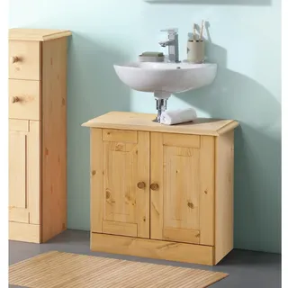 loft24 Waschbeckenunterschrank Rico - Badezimmer Unterschrank Badmöbel Badschrank Badezimmerschrank Bad Badezimmer, Kiefer Massivholz, Landhaus Stil, 2 Türen beige