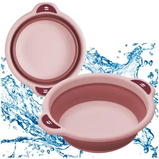 Przydasie Faltbare Schüssel Camping 3L - Silikon Faltschüssel - Runde Tragbare Camping Schüssel Faltbar aus PP und TPR - zum Waschen von Gemüse und Geschirr - Rosa - 28 x 9 cm