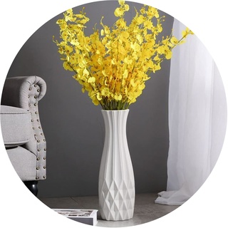 KSYGINXD 45 cm hohe weiße Bodenvase, dekorative Keramikvase für Wohnzimmer, gestreifter Blumenhalter für Heimdekoration, getrocknete Blumenarrangement, Hochzeit, Einweihungsbüro